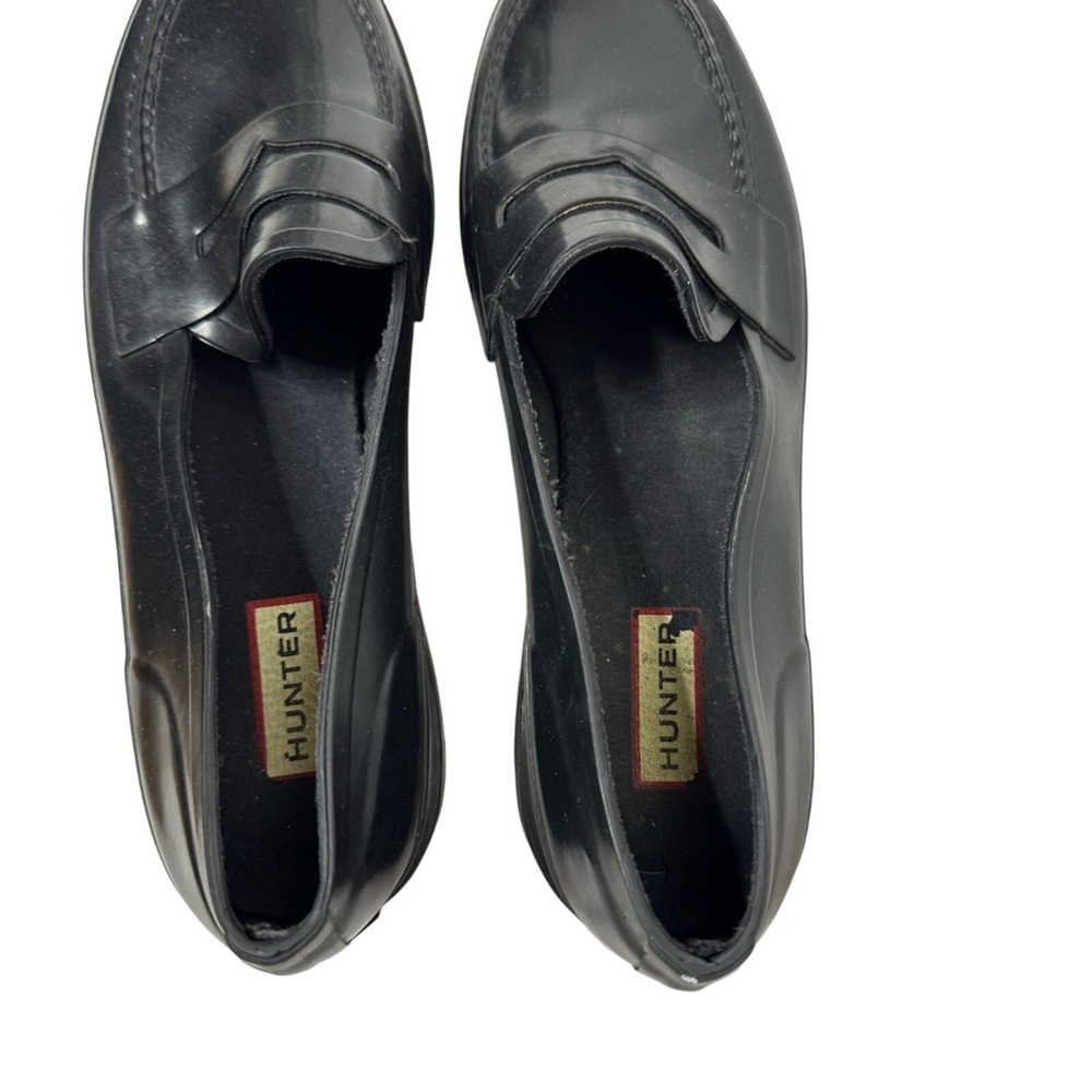 Hunter Womens Black Penny Loafer Sz 9‎ Slip On Preppy Dark Academia Office Goth - Picture 2 of 12